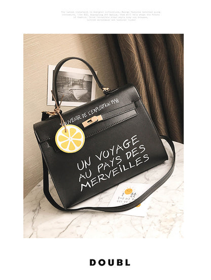 New wild women's bag trend PU bag simple Kelly letter handbag fashion casual shoulder Messenger bag wholesale