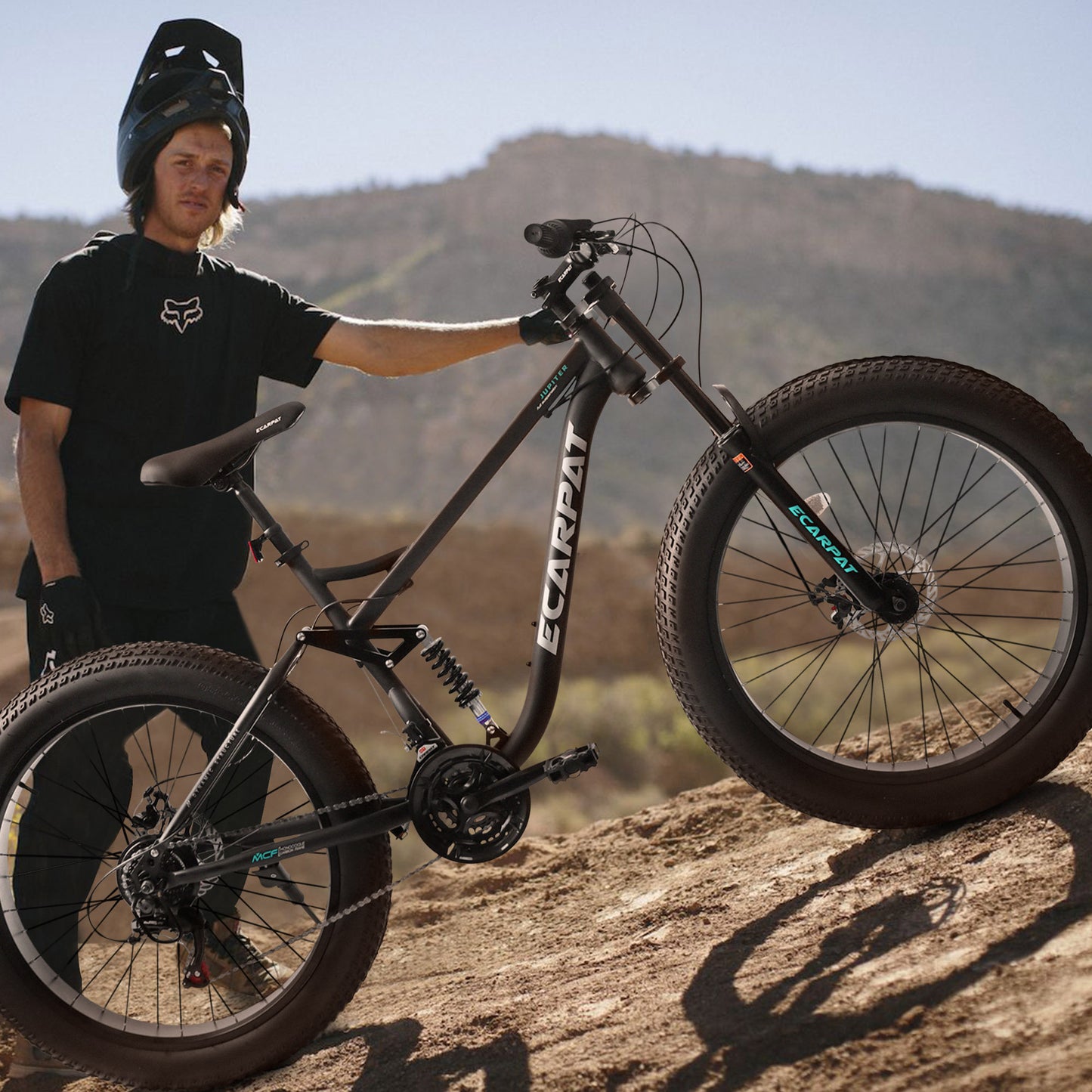 A26309 26 Inch Mountain Bike,Full-Suspension 21 Speeds Drivetrain With Disc-Brake Bicycle, Fat Tire Bike For Men