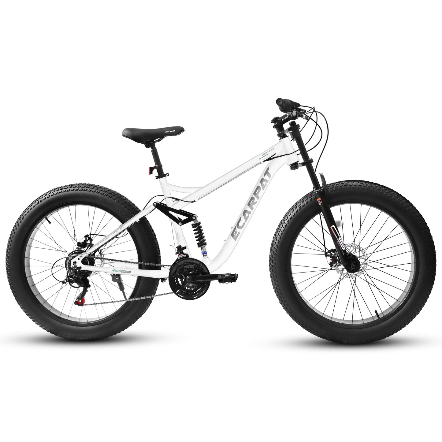 A26309 26 Inch Mountain Bike,Full-Suspension 21 Speeds Drivetrain With Disc-Brake Bicycle, Fat Tire Bike For Men