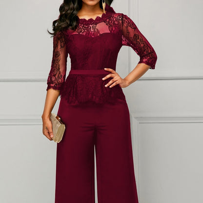 Straight Women's High Waist Lace Jumpsuit New