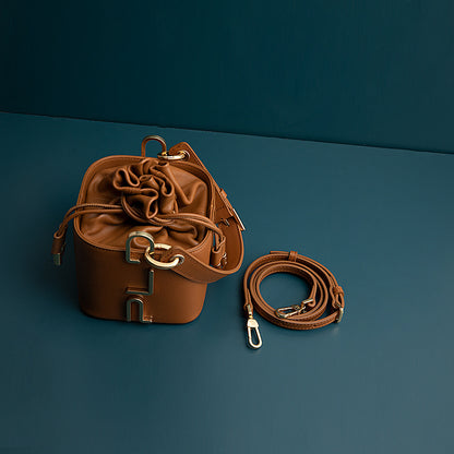 Leather Cow Bucket Bag High Sense Bag Hand