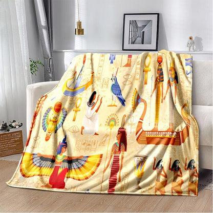 Ancient Egypt Mysterious Symbol 3D Digital Printing Flannel Nap Blanket Wholesale