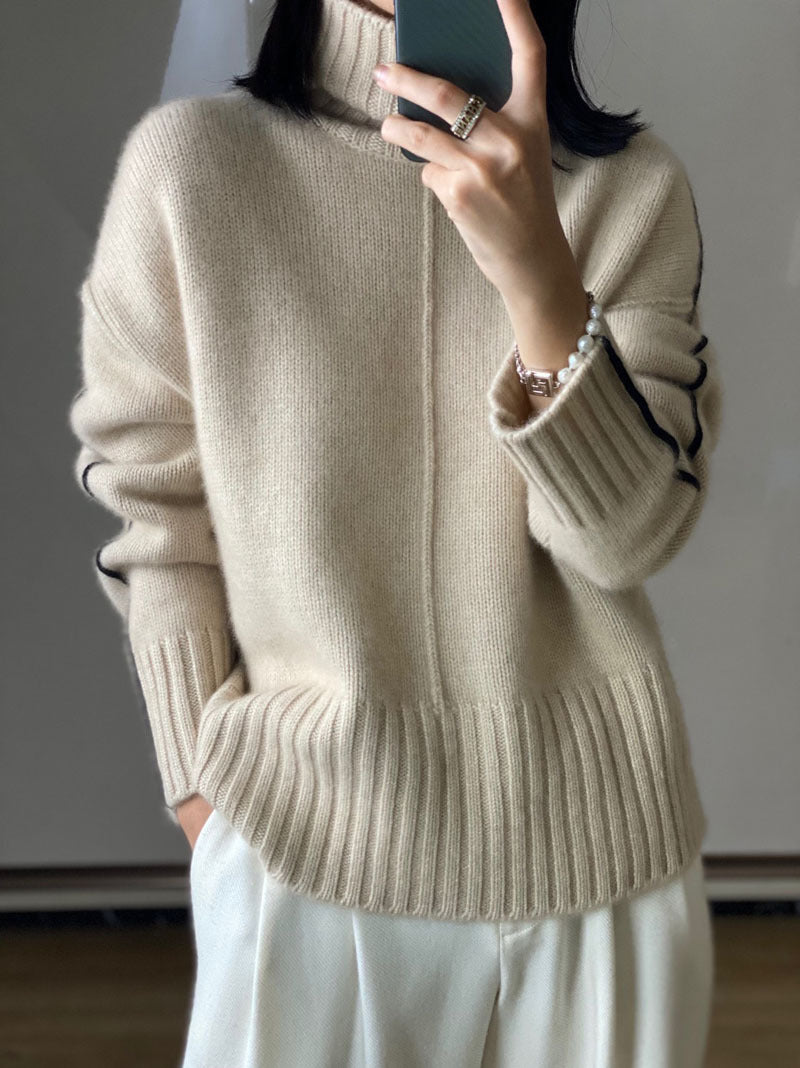 Loose Thickened High Collar Sweater Idle Matching Pure Wool Knit Bottoming Shirt