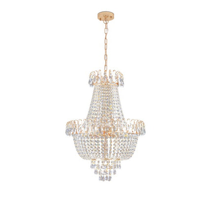 Golden Crystal Chandelier, Large Modern Luxury Chandelier, Suitable For Living Room, Dining Room, Bedroom, Hallway - No Bulb