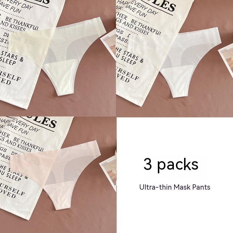 Mask Underwear Female Thin Section Traceless Ice Silk T-back