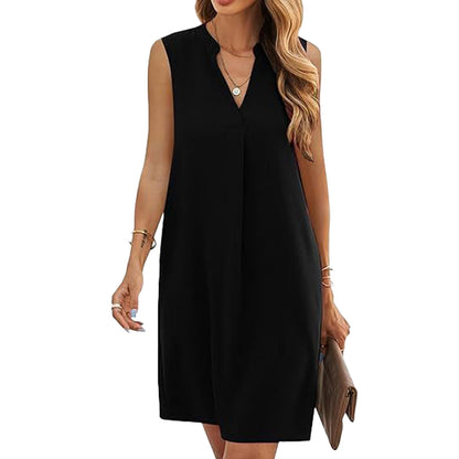 Robe chemise ample à col en V pour femme