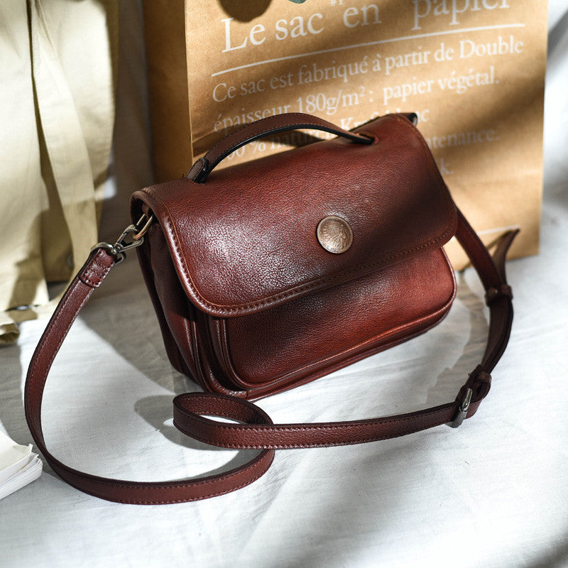 Original Neutral Crossbody Head Layer Cowhide Single Shoulder Bag