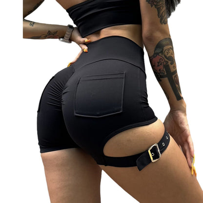 Cargo Pocket Hip Lifting Fitness Shorts