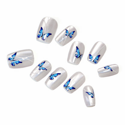 Women's Minority Simple White Blue Butterfly Elf Cat Eye Wear Nail Stickers