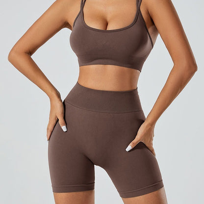 Seamless Push Up Sports Bra High Waist Hip Lift Yoga Pants Suit