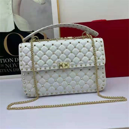 Women's Fashion Sheepskin Diamond Studded Small Square Bag