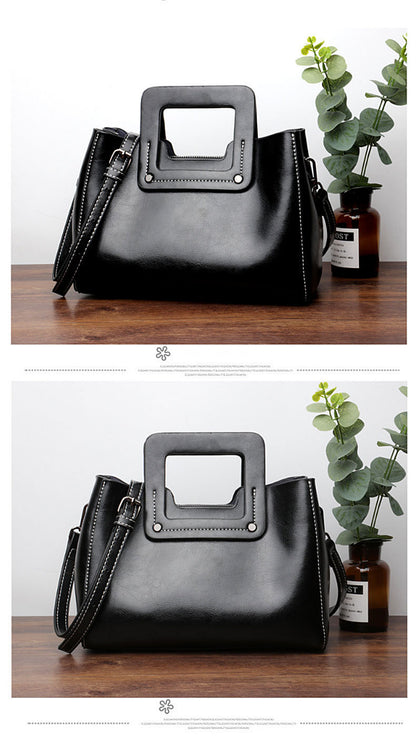 Women's Portable Crossbody Shoulder Oil Wax Genuine Leather Bag