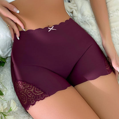 Lace Women's Ice Silk Solid Color Smooth Boxers