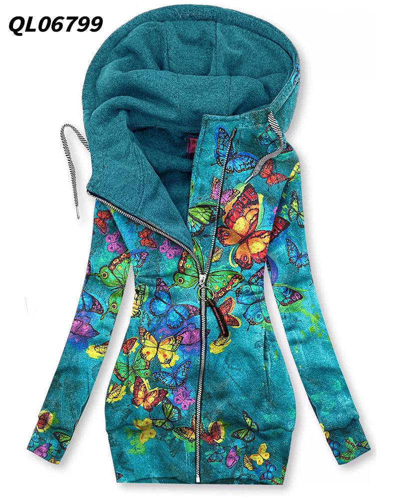 Women's Long-sleeved Zip Hoodie