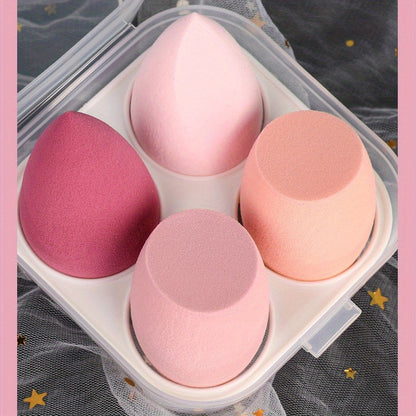 4 Pcs Professional Makeup Sponges Set - Blender For Foundation, Touch Ups, And Makeup - Latex-Free - Dry And Wet Use - Gift Box Included - Perfect Cosmetic Accessory