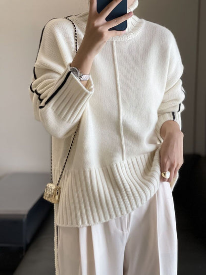 Loose Thickened High Collar Sweater Idle Matching Pure Wool Knit Bottoming Shirt