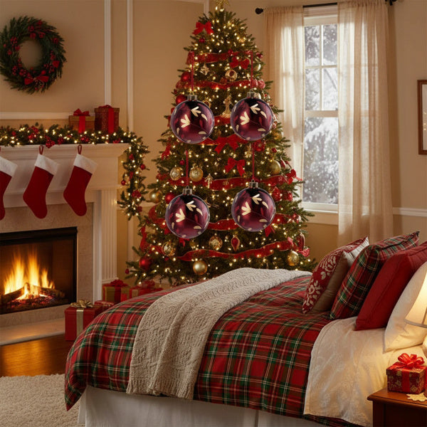 4PCS Set Christmas Glass Ball Ornaments Hanging Tree Decorations Shiny Holiday Party Decor Xmas Tree Decorations FBA Shipment