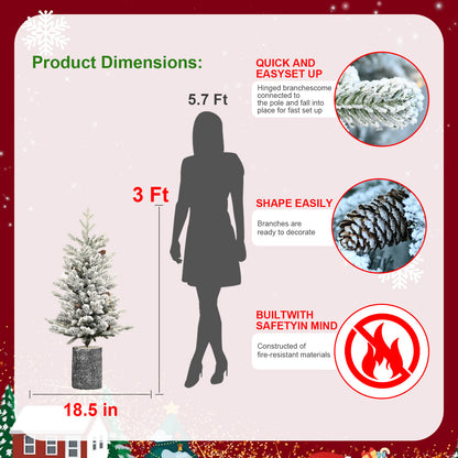2,3,4,5,6ft PE PVC Decorated Flocking Basin Tree Artificial Christmas Tree