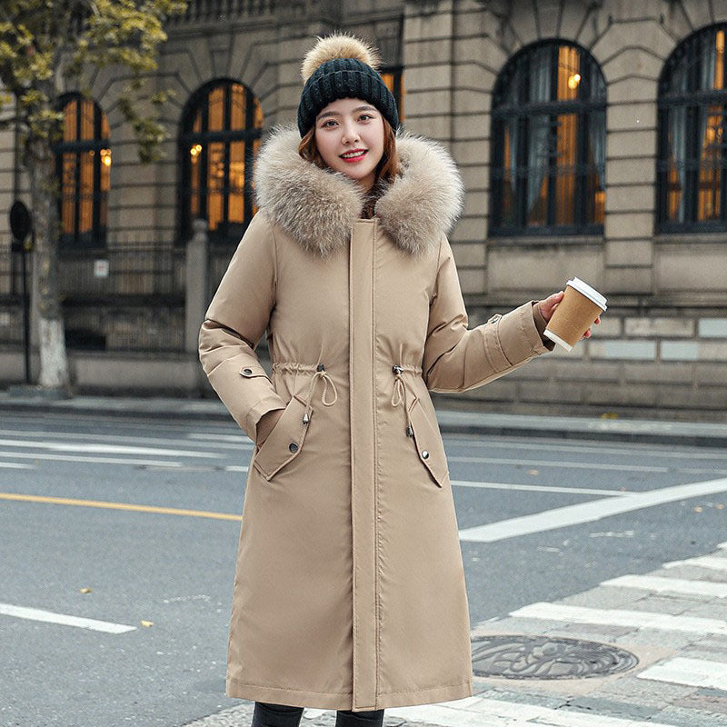 Women's Long Two-way Cotton-padded Clothes Fleece Trench Coat