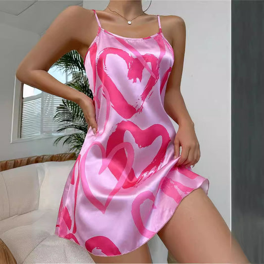 Female Simplicity Backless Satin Suspender Dress