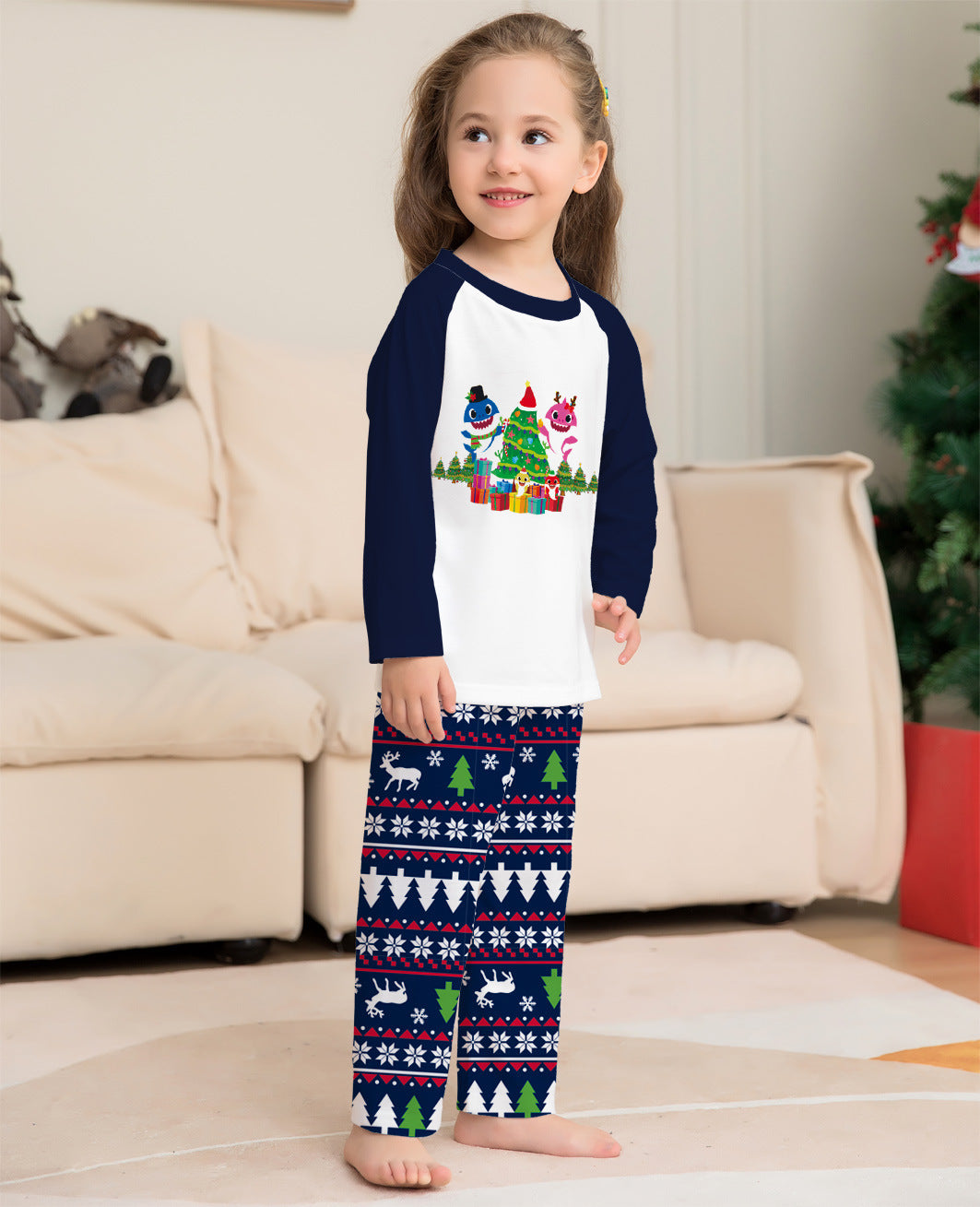 Christmas Tree Cartoon Print Parent-child Outfit