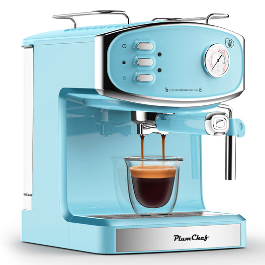 20 Bar Espresso Machine - Professional Compact Espresso Maker With Milk Frother, 54oz Large Water Tank, Low Noise, For Cappuccino, Latte, Blue