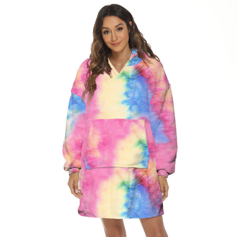 Cartoon Fruit Printed Lazy Blanket Hooded