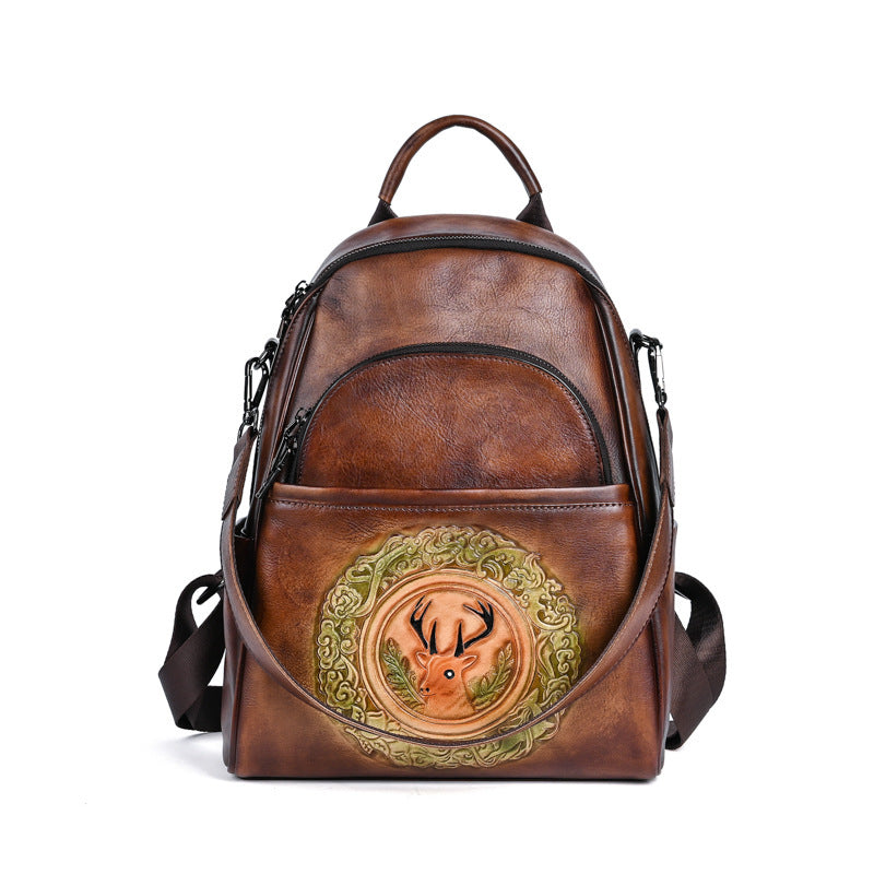 Large Capacity Backpack With Personalized Deer Head Design