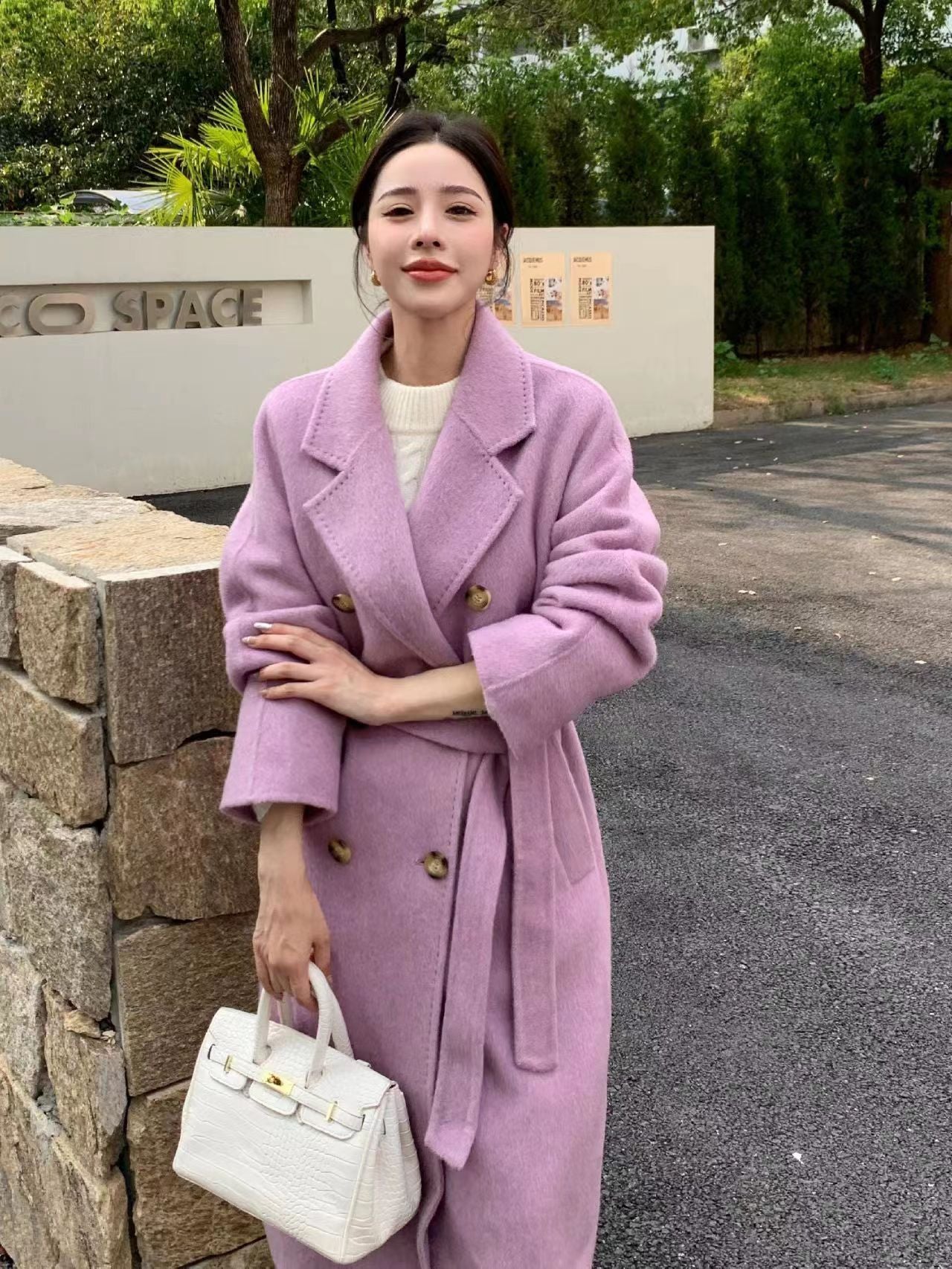 Light Luxury Thick Rabbit Fur Silk Double-faced Woolen Goods Coat