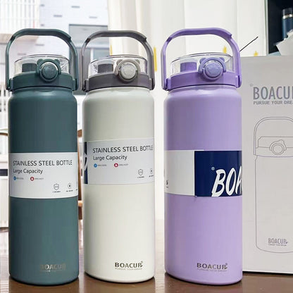 316 Stainless Steel Insulated Mug For Men And Women With Straw, Dual Purpose Drinking Cup, Large Capacity Portable Thermos