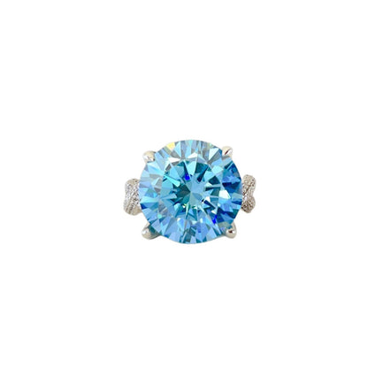 10 Karat Blue Moissanite Luxury Full Diamond Female Ring