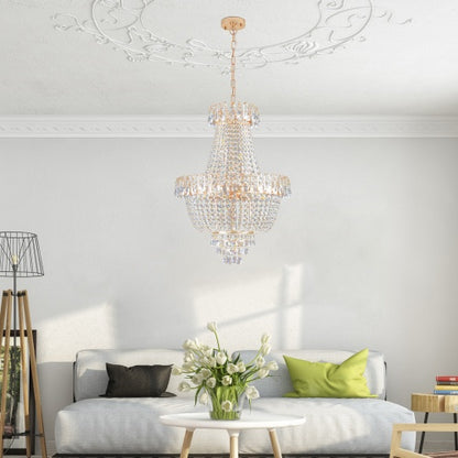 Golden Crystal Chandelier, Large Modern Luxury Chandelier, Suitable For Living Room, Dining Room, Bedroom, Hallway - No Bulb