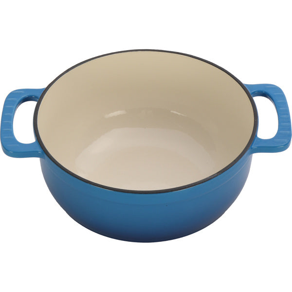 Cast Iron 6QT Cooking Pot - Gradient Blue - Includes Two Silicone Gloves - Enamel Pot