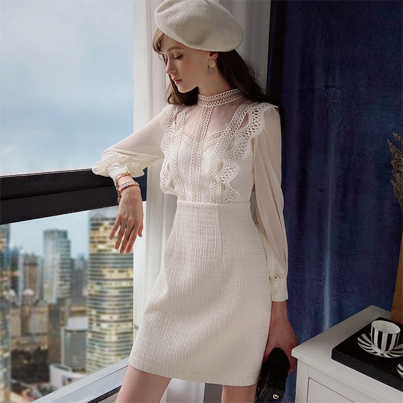 Design niche lace dress with gentle wind and luxury