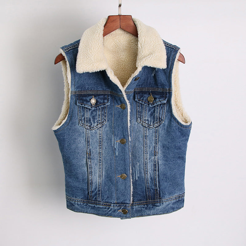 Autumn And Winter Korean Slim Fit Lamb Wool Thickened Vest