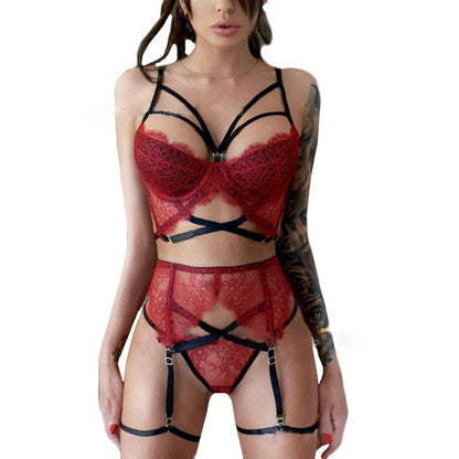 Women's Bundled Three Point Garter Lingerie Set