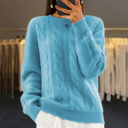 Fashion Retro Cable-knit Pullover Sweater Women