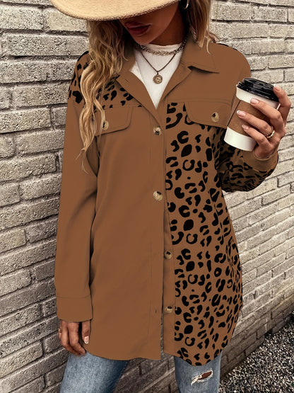 Cardigan Top Women's Autumn And Winter New Leopard Print Single-breasted Mid-length Jacket Shirt