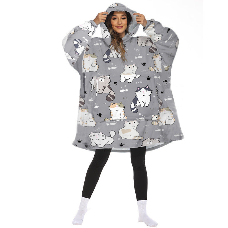 Cartoon Fruit Printed Lazy Blanket Hooded