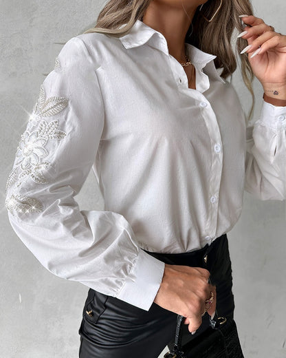 European And American Women's Clothing Sweet Embroidery Decorative Top