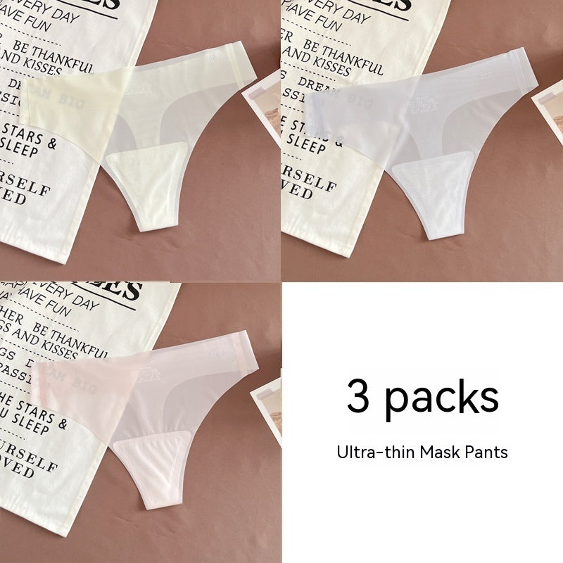 Mask Underwear Female Thin Section Traceless Ice Silk T-back