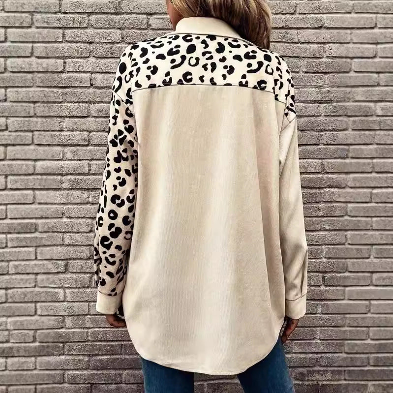 Cardigan Top Women's Autumn And Winter New Leopard Print Single-breasted Mid-length Jacket Shirt