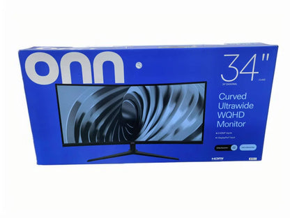 34" Curved Ultrawide WQHD (3440 X 1440P) 120Hz Bezel-Less Office Monitor with Cable, Black