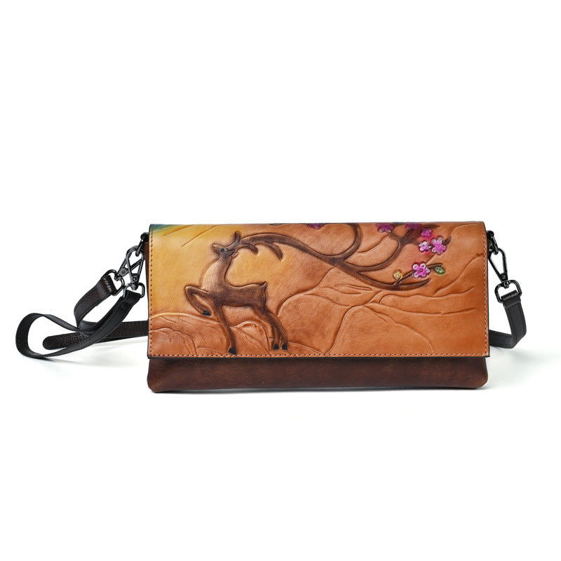 Retro Embossing Colored Clutch Small Toe Cap