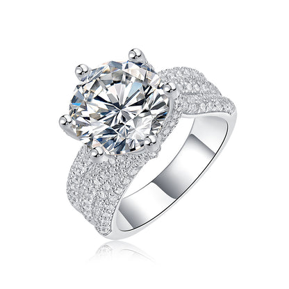Luxury Fashion Large Diamond Ring Moissanite Silver Ring