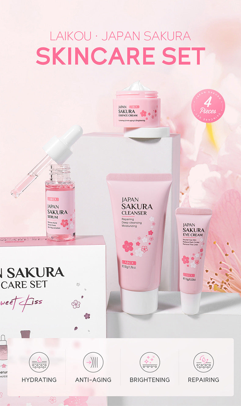 Sakura Skin Care Set 4-piece Set Cleansing Eye Cream Face Cream