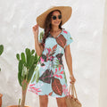 Women's Printed Pull-belt Casual Loose Dress