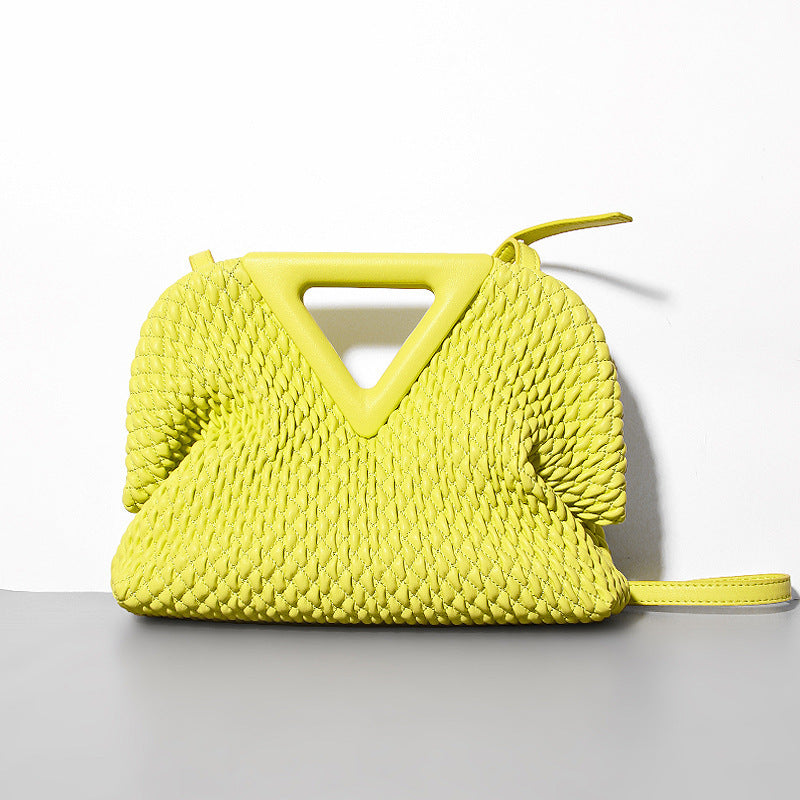 Sac à main en cuir pour femme en forme de nuage, triangle inversé froissé et brodé