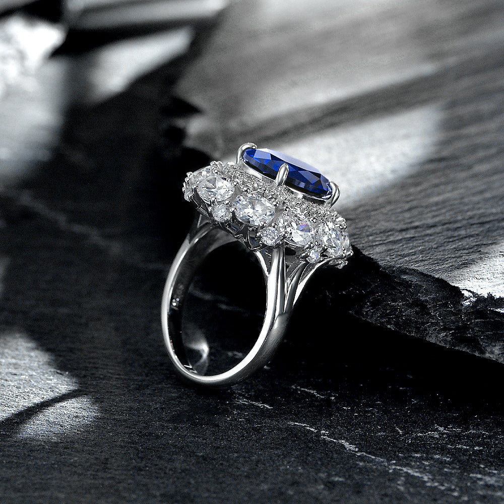 Shipei Jewelry New 925 Sterling Silver Inlaid 5 Karat Egg-shaped 1012 High Carbon Rhinestone Ring Luxury Women