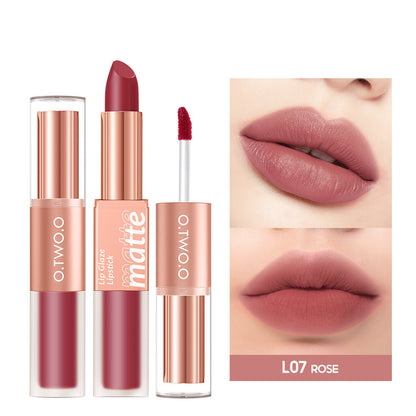 Lip Glaze Nude Milky Coffee Amber Pumpkin Cinnamon Milk Tea Double-headed Lipstick